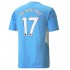Camisola Manchester City Kevin De Bruyne 17 Equipamento Primeiro 2021-2022 Manga Curta